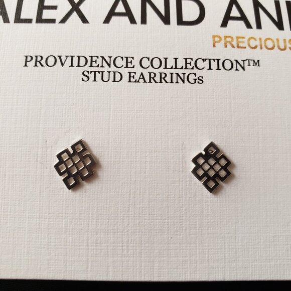 ☮️ NEW Alex and Ani Endless Knot Earrings Providence Life's Journey Wisdom Comp… - Picture 4 of 6